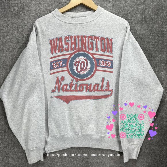 Tops - Throwback Washington Nationals Baseball Sweatshirt, MLB The Nationals Shirt tee